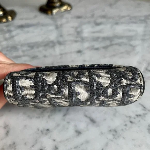 Blue Dior Oblique Jacquard Saddle Flap Card Holder *Authentic* - Picture 6 of 16